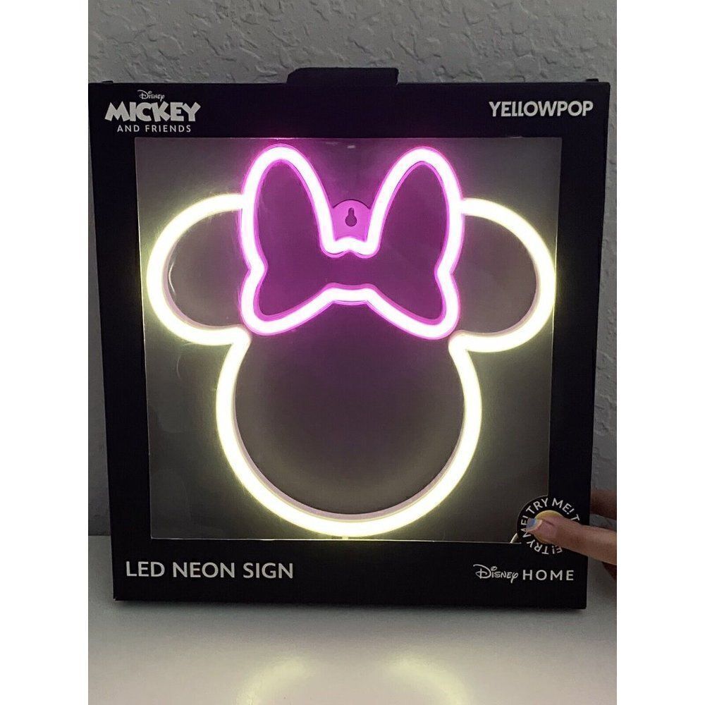 DISNEY Home MINNIE MOUSE LED NEON SIGN White Pink 9 X 9” NEW